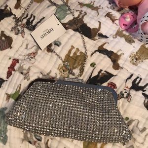 NWT David’s Bridal Silver Sequin Clutch Purse